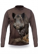 Art. nº 184-2 - ref. 122502-2 Camiseta marrón Jabalí 3D M/Larga