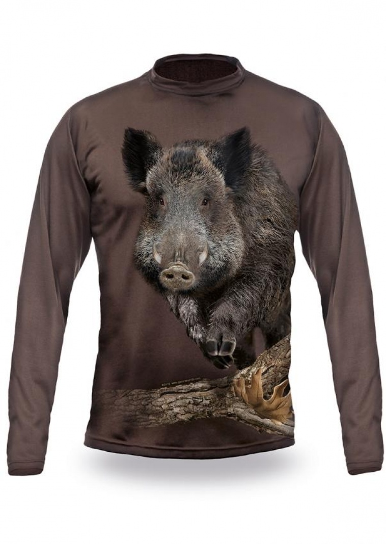 Art. nº 184-2 - ref. 122502-2 Camiseta marrón Jabalí 3D M/Larga